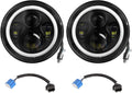 Moclever Round Halo LED Headlight 2pcs 7 Inch Headlights 6000 Lumens Offroad Light Angle Eyes Compatible With Jep Wrangler Tj Jk Cj H4 To H13 Adapter Plug And Play