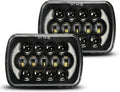 Lxlight Pair 5x7 6x7 High Low Beam LED Headlights Compatible With Jeep Wrangler Yj Cherokee Xj H6054 H6054ll 69822 6052 6053 Angel Eyes Drl Black 105w