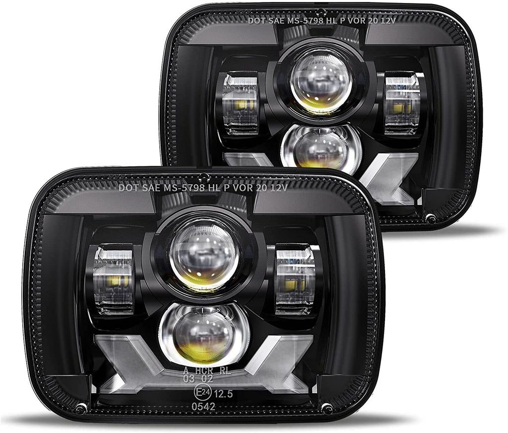 2020-2021 New Osram Chips 180w Dot 500 Brighter Antiglare H6054 5x7 7x6 LED Headlights With Turn Signal Drl Hilow Sealed Beam Compatible Jeep Cherokee Xj Wrangler Yj Ford Chevrolet Gmc Toyota Nissan Etc