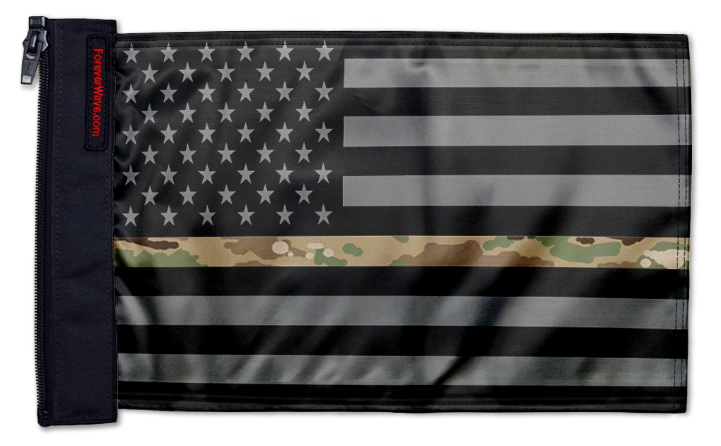 USA Subdued Thin Camo Line 12"x18" Forever Wave Flag for Golf Carts