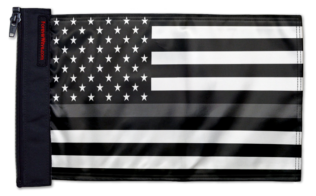 USA Subdued Thin Grey Line 12"x18" Forever Wave Flag for Golf Carts