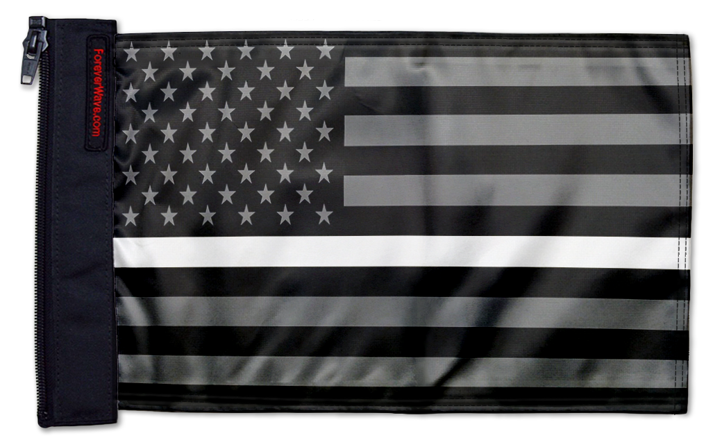 USA Subdued Thin White Line 12"x18" Forever Wave Flag for Golf Carts