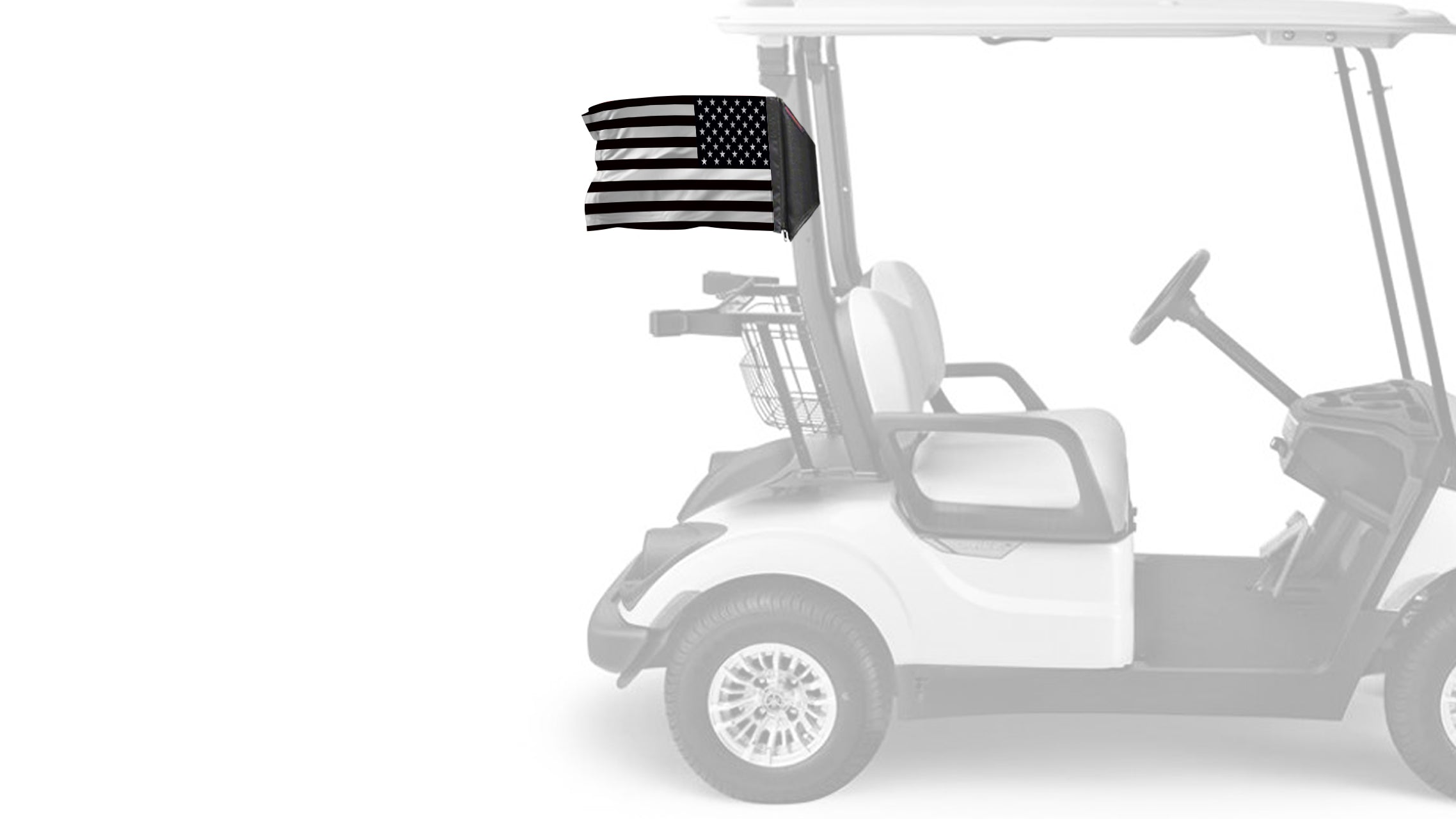 USA Subdued Thin White Line 12"x18" Forever Wave Flag for Golf Carts