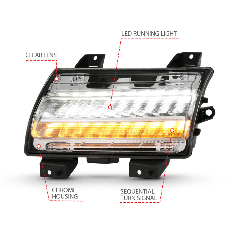 ANZO 18-19 Jeep Wrangler JL Halogen Chrome Clear w/ Sequential Signal 511083