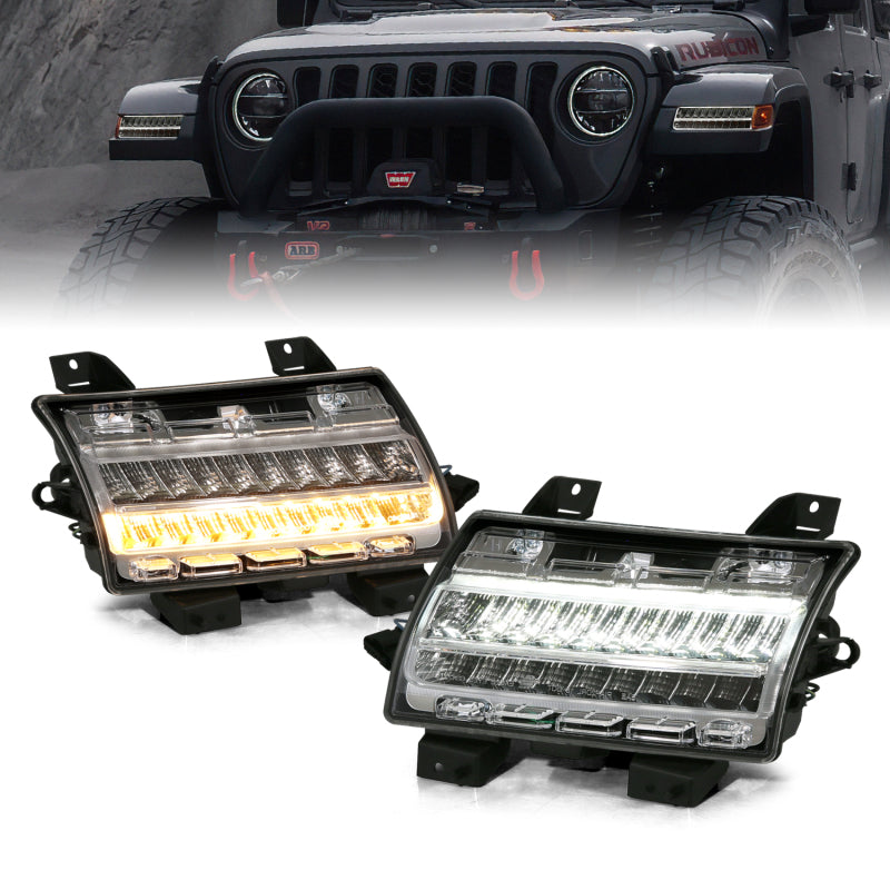 ANZO 18-19 Jeep Wrangler JL Halogen Chrome Clear w/ Sequential Signal 511083